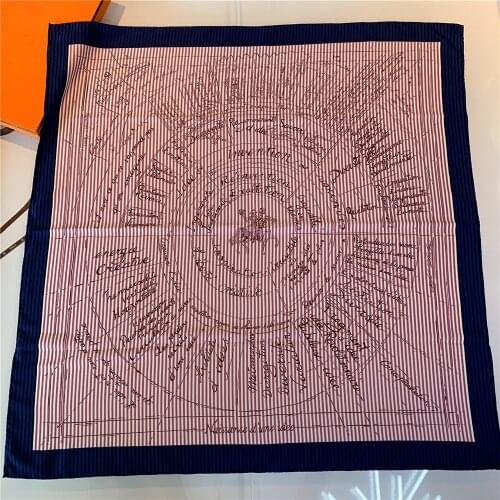 90cm Manual Hand Rolled Twill Silk Scarf Women Horse Letter Curled Square Scarves Echarpes Foulard Femme Wrap Lady Bandana Hijab