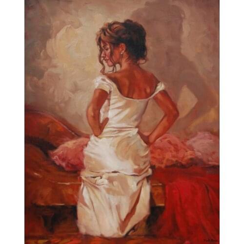 Hand painted figurative abstract art Satin Embrace Beautiful woman oil paintings for Home decor