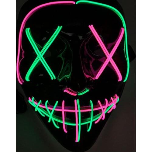 Luminous Horror Face EL Wire Mask Cosplay Costume Light Up Props Glowing LED Mask For Halloween Masquerade Party