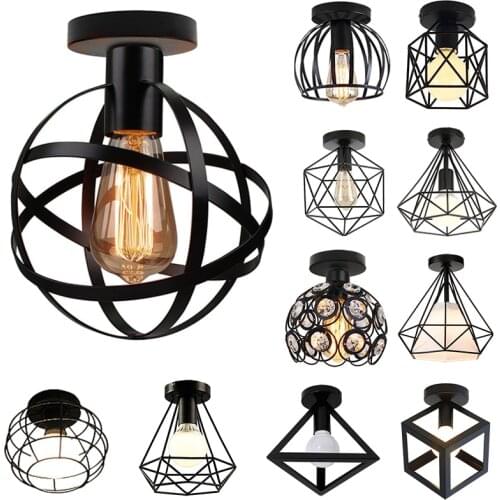 Vintage Ceiling Light Modern Nordic Iron Cage Ceiling Lamp Lighting Fixture Luminaire For Bedroom Living Room Bar Loft Kitchen