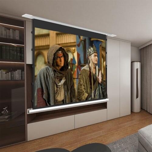 Trinovisuals Recessed In-Ceiling Electric Projector Screen With High Denfinition 4K 3D Perforated Acoustic Transparency Surface