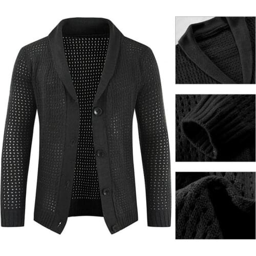 Knitted Stylish Single-breasted Winter Coat Single-breasted Men Coat Soft for Home