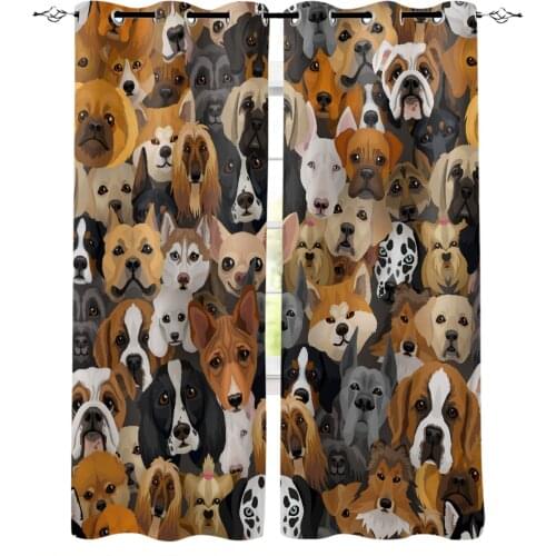Dog Pug Cartoon Blackout Curtains for Children Kids Home Decor Bedroom Living Room High Shading Window Curtains