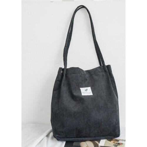 Woman Corduroy Shoulder Bag Purse Reusable Shopping Bags Casual Tote Female Handbag Bucket Shoulder Handbags