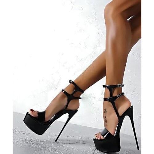 Carpaton 2019 Summer Newest High Heel Sandal Peep Toe Platform Thin Heels Shoes Woman Ankle Strap Club Wearing Heels