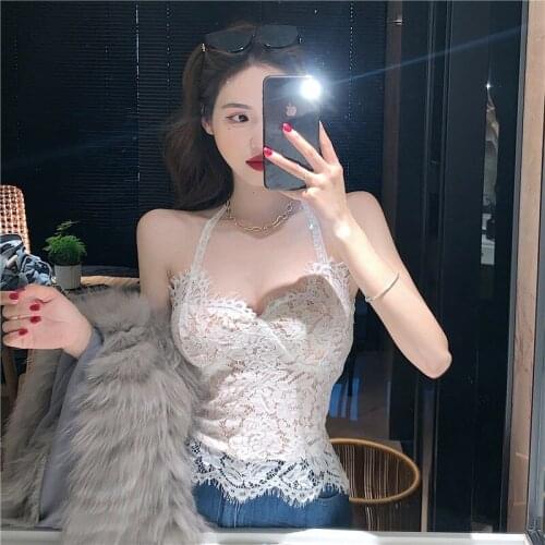 Lace halter neck suspender womens early spring sleeveless sexy vest bottoming shirt underwear tube tops female