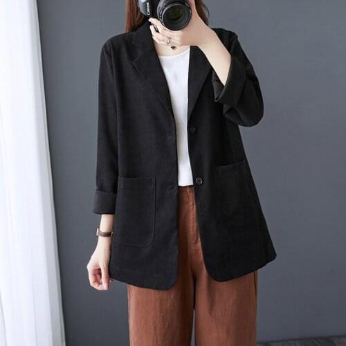 Oversized Loose Women Tailored Coats Solid V-Neck Pocket Casuan All Match Office Lady Blazers Tops
