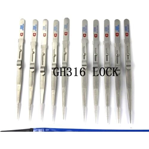 1PCS LOCKING TWEEZERS FOR GEM & DIAMOND STONE JEWELRY TWEEZER SLIDE LOCK FINE TIP