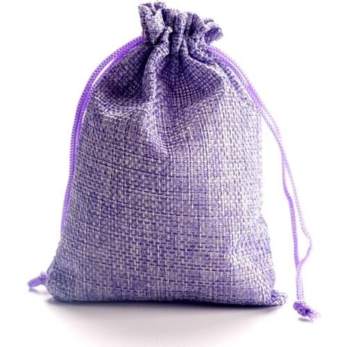 10*14cm 50pcs/lot Purple Jute Bags Drawstring Linen Gift Bag Incense Storage Burlap Bags Jewelry Candy Gifts Packaging Bags