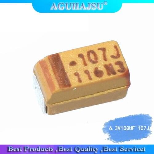 10pcs 3216A type 1206A type 100UF6.3V 6.3V100UF 107J 100UF yellow SMD tantalum capacitor
