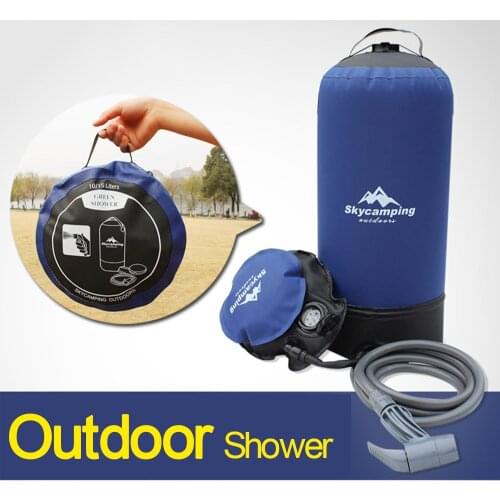 11L PVC Outdoor Inflatable Shower Pressure Water Bag Lightweight Bathing Travel Water Storage Portable Camping Shower Water Bag