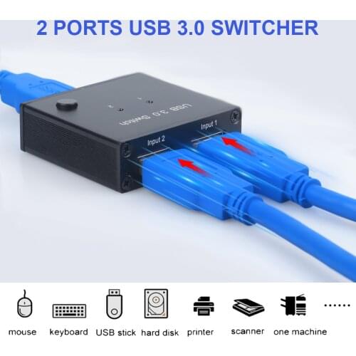 USB 3.0 Switcher Selector 2 Computers Sharing 1 USB Devices For Keyboard Mouse Printer Scanner USB Disk
