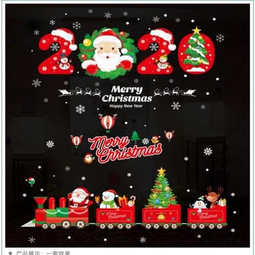 2021 Merry Christmas Wall Stickers Window Glass Festival Decals Santa Murals New Year Christmas Decorations for Home Decor