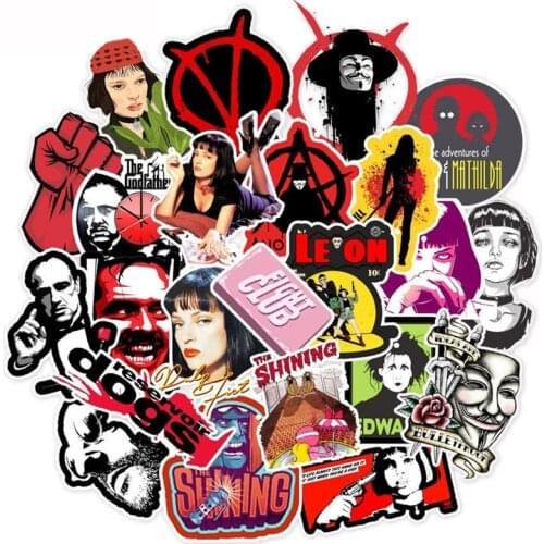 25/50pcs Classic Movie stickers For Luggage Laptop Art Painting Kill Bill Pulp Fiction Poster Stickers waterproof skateboard toy