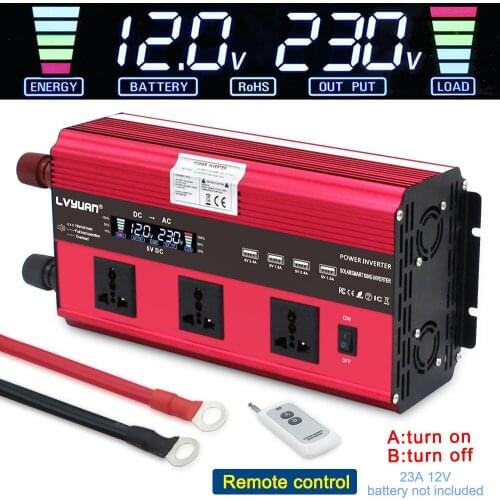 LCD Display 12000w inverter DC 12V/24V to AC 110V/220V Converter Supply Solar Power Modified Sine Wave 4USB with remote control