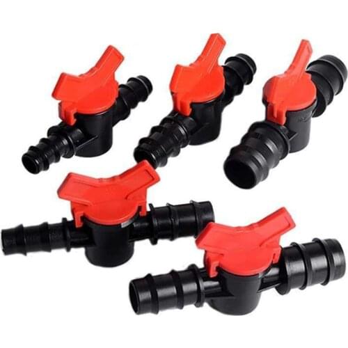 5PCS 16mm Joints PE Pipe Water Switch Controller Mini Ball Valve Irrigation Drip Hose Nut Lock Connector
