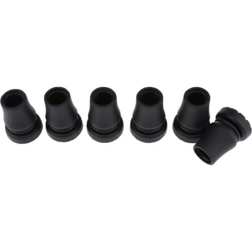 6x Anti-Slip Rubber Replacements Tip End Walking Stick Trekking Pole Cap Cover for Hiking Sports Black