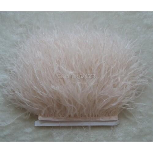 Beige Ostrich Fringe,10yards/lot-Beige Ostrich feather Trim,Ostrich trimming on Satin Header 5-6inches in width