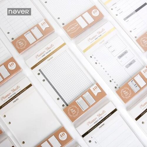 Notebooks paper planner Loose Leaf for Standard A6 Sheet Grid page Pet journal 40 sheets planner sheets filler papers