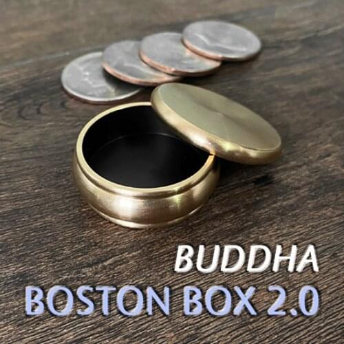 Buddha Boston Box 2.0 + Half Dollar Shell Magic Tricks Satge Close Up Magia Coin Penetrate Vanish Magie Illusion Gimmick Props