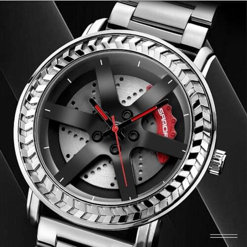 SANDA Fashion Mens Watches Top Brand Luxury Quartz Wrist Watch Car Wheel Dial Waterproof Sports Clock Relogio Masculino