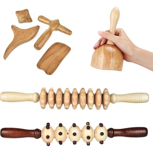 AGDOAD Wooden Body Massage Stick Back Trigger Roller Deep Muscle Relax Health Care Hand Foot Leg Massage Tool
