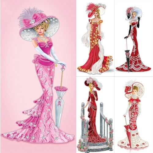 Part Special Shaped Drill Diamond Painting 5D DIY Dress Lady Wall Hanging Handwork Mosaic Art Rhinestones Home Decor