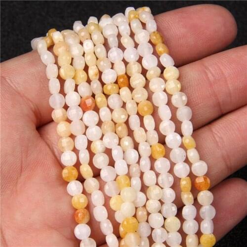 Natural Yellow Aventurine Quartz Stone Beads Round Faceted Coin Shape Loose Beads for Jewelry Making Bracelet Necklace 4mm 6mm