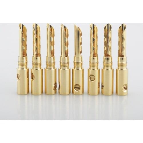8PCS Audio Speaker HIFI Screw BFA type 4mm Banana Plug Cable Connector Gold Plated Copper Z-Plugs Hi-Fi Amplifier Terminals