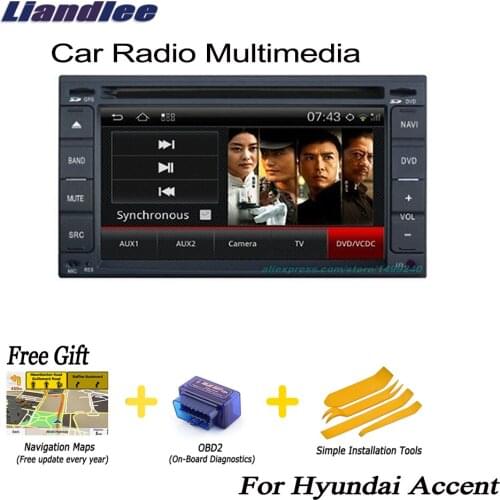 Liandlee 2 Din Car Android GPS Navi Navigation Maps For Hyundai Accent 2006~2010 Radio CD DVD Player Audio Video Stereo OBD2 TV