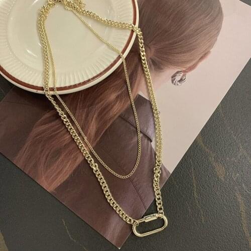 Miuoxion Retro Paperclip Double Necklace Fashion Personality Punk Party Jewelry For Women Feature Nmour Charm Gift All Seasons