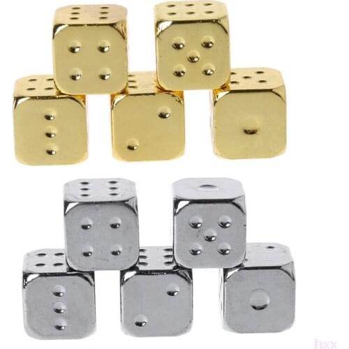 New 5pcs 13mm Metal Dice Gold/Silver Solid Heavy Dice Bar Night Club Party Drinking DND Game Dice