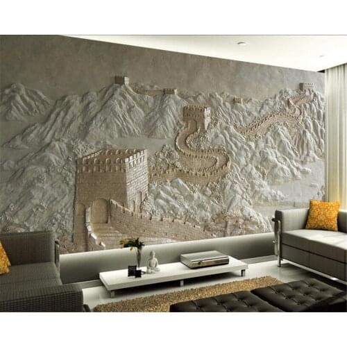 Beibehang Custom Wallpaper Great Wall Relief Chinese TV Background Wall Mural Design Living Room Bedroom wallpaper for walls 3 d
