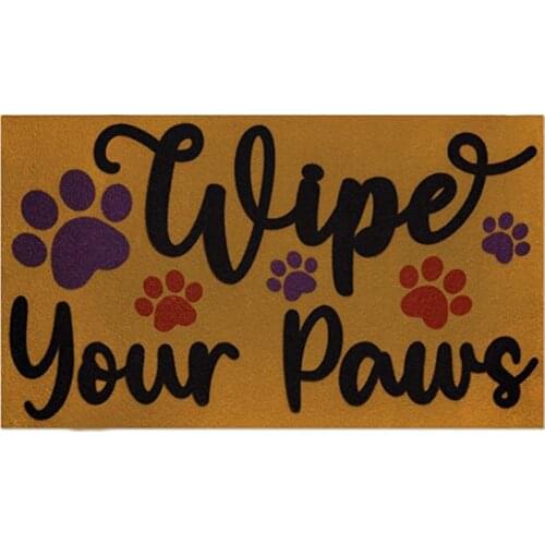 Wipe Your Paws Floor Mat Indoor Outdoor Puppy Doormat with Paw Print Rustic Home Front Door Rugs Gift for Dog Lover