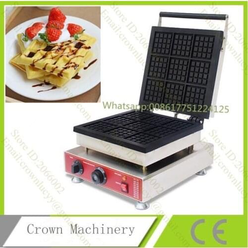 110v 220v Square Electric Waffle Machine; Commercial Non Stick Belgian Waffle Iron Baker