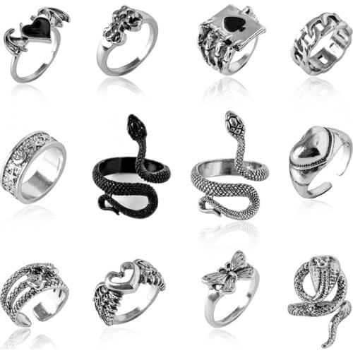 Adjustable Snake Ring Bague Women Rings Men Jewelry Punk Schmuck Gothic Accessories Matching Valentines Day Wholesale