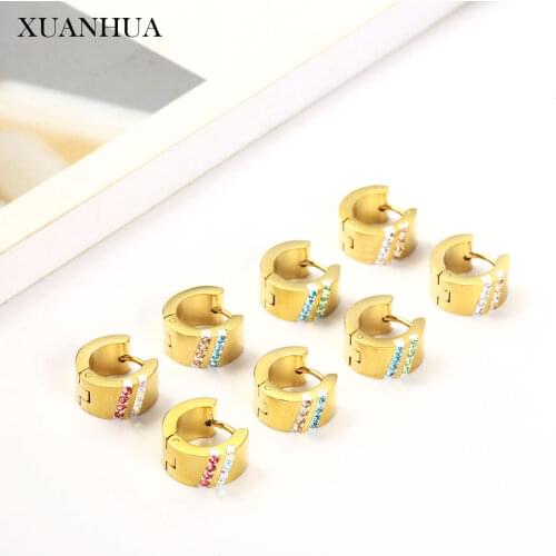 XUANHUA Stainless Steel Earrings For Women Charm Korean Version Woman Hoop Earings Fashion Jewelry Accessories
