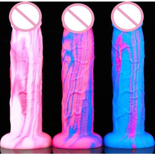 Mixed Color Silicone Soft Flesh Dildo Realistic with Suction Cup Sucker Big Artificial Penis for Women Female Masturbator Adult