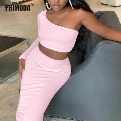 Sexy Bodycon Sets Women Two Piece Off Shoulder Crop Top Long Skirt 2020 Party Women Sets Club 2 Pieces Outfits Elegant PR1950G