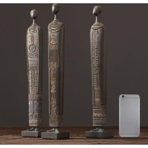 Resin Statue Sculpture Ethnic Style African Figurines Creative Vintage Living Room Decoration Crafts Home Decor Ornaments Gift