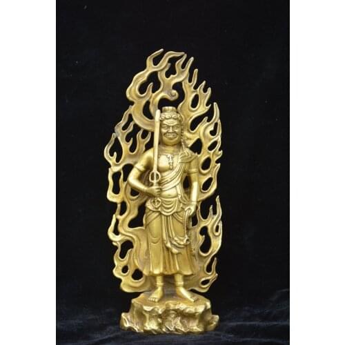 Old Qing Dynasty statue / sculpture-Copper Tibet Sun God Buddha,Carved ornaments,Handmade crafts,collection& adornment