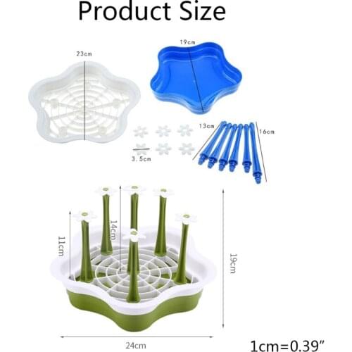 94PF Detachable Flower 6 Cup Drainer Cup Drying Rack Stand with Drain Tray and Cup Washing Brush Non-Slip Mugs Storage Stylish