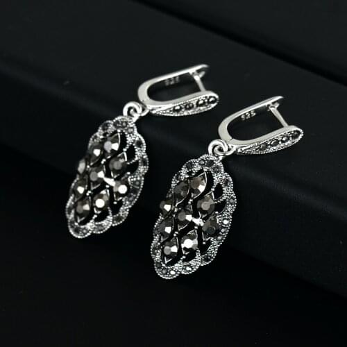 Iutopian fashion Vintage Earring For Women Antique With Shinning Crystal Top Quality for gift #E1821-grey