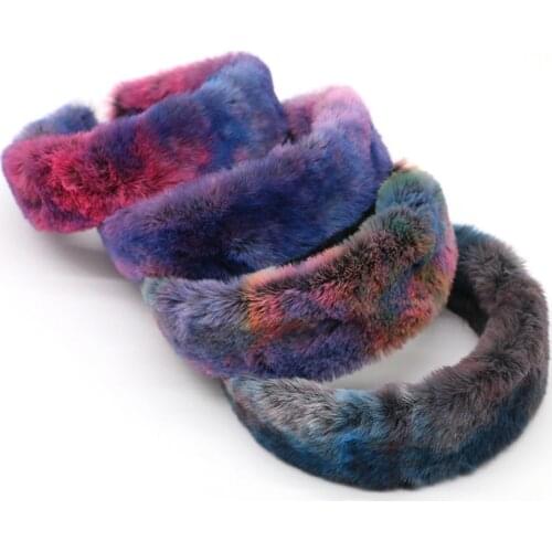 Women Rabbit Fur Color Hairbands Autumn And Winter Sweet Retro Ladies Fashion Hair Accessories Soft Wide Headwear Girls Party
