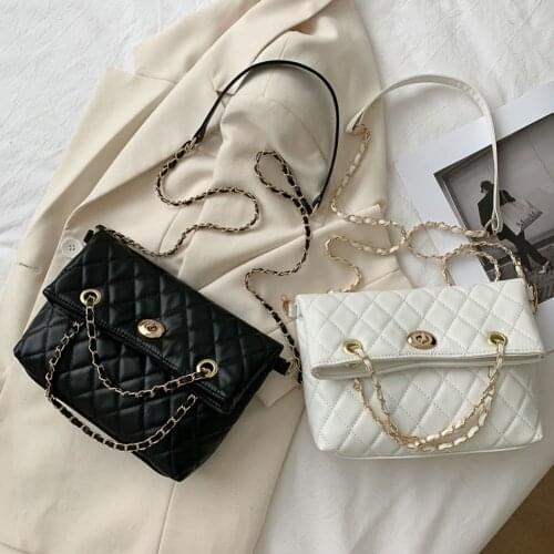 Women Elegant Lattice Pattern Shoulder Crossbody Bags Fashion PU Leather Ladies Solid Color Casual Big Capacity Shoulder Handbag