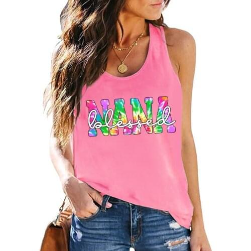 Summer Women Vest Cotton 100% Sleeveless NANA Letter Print Female Fashion Casual Camisole Daily Loose Streetwear O-Neck Tank Top