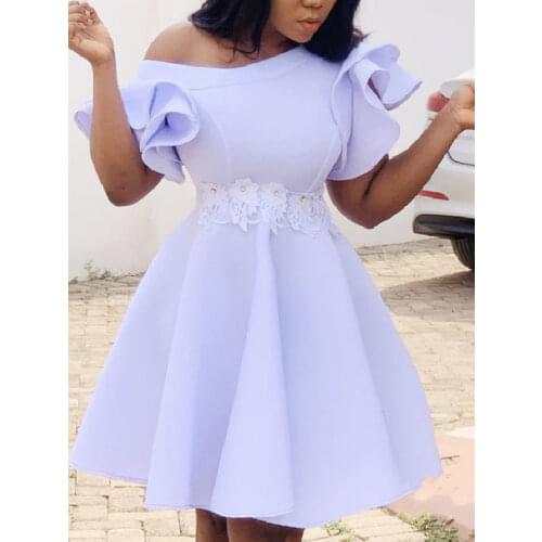 Plus size White Dress Women for Wedding Party A Line Ruffle Short Sleeve Lace Patchwork Classy Prom Dresses 2021 Spring Summer