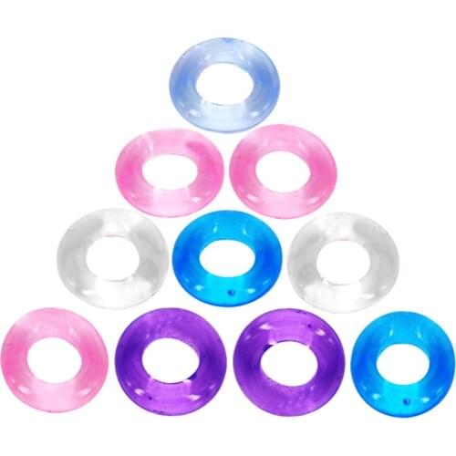 10pcs Penis Ring Delaying Ejaculation Silicone Stretchy Donuts Cock Rings Multi-color Sex Toys for Male and Female