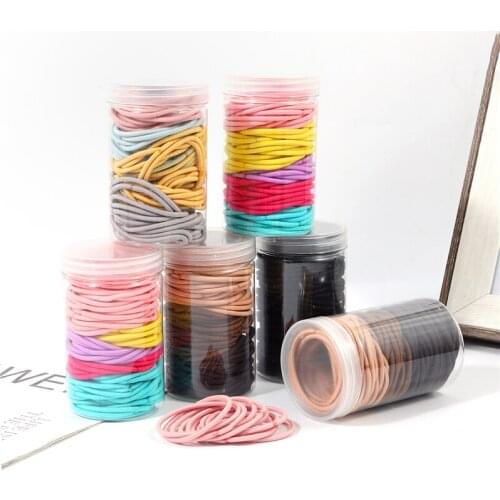 100PCS Barreled High Elastic Hair Band Seamless Hair Tie Rope No Trace Gum Scrunchies Hair Accessories For Women Girls Kids
