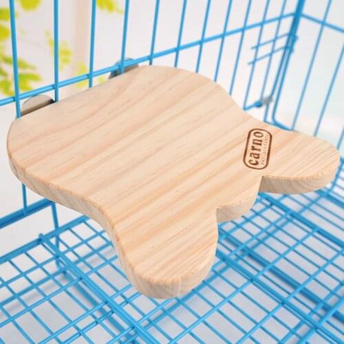 19*17.5cm Cat Bear Shape Wooden Totoro Hamster Squirral Jumping Platform Natural Wood Board Can fixed Cage Nest Climbing Toy